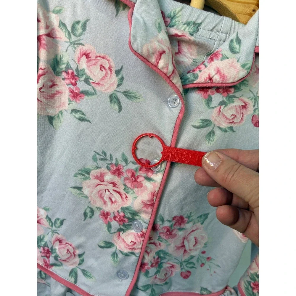 Tahari Pajama Set Floral Ruffle Girls 2T Blue Pink Good